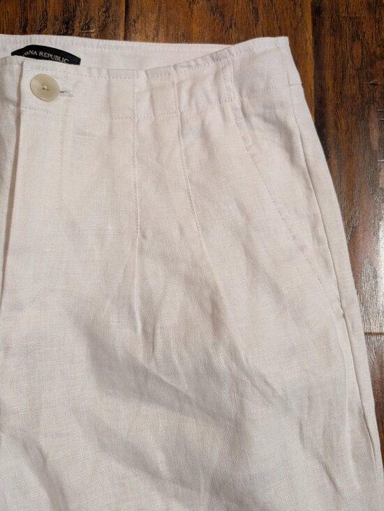 Banana Republic White 100% Linen Pants | Size 10 - Picture 4 of 9